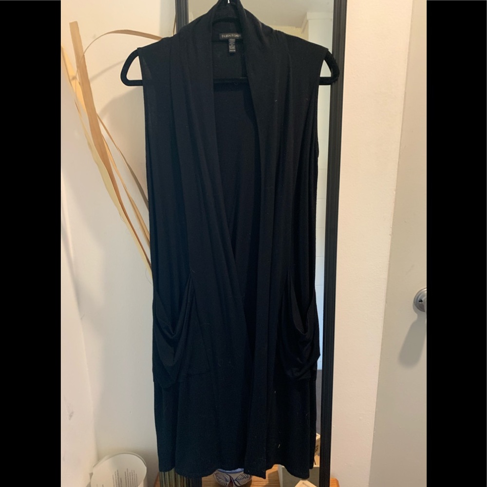 Eileen Fisher Long Pocket Vest in Viscose Jersey